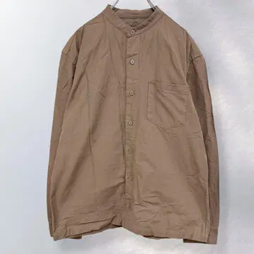 MUJI 워싱 옥스 스탠드 카라 긴팔 셔츠 면100% M [ i148