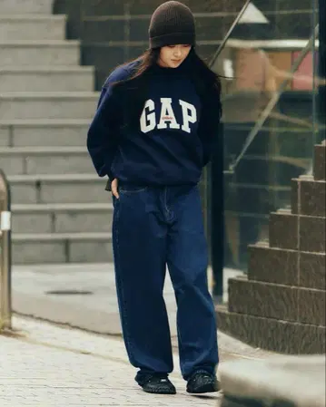 GAP 배기 데님 28W x 30L 남성용 인디고 블루 슈퍼 배기