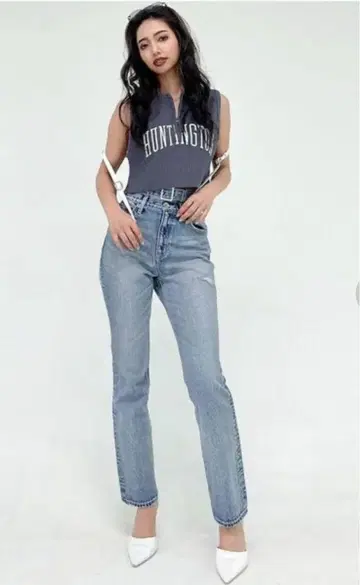GYDA 라이트 블루 스트레이트 데님 하이웨스트 S 사이즈 당일 발송