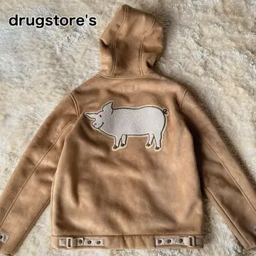 drugstore's 페이크 스웨이드 무스탕 보아 안감 후드티
