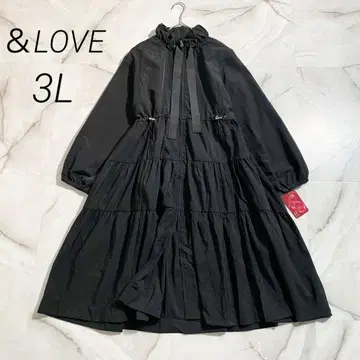 M17739 미사용 앤드러브 발수 가공 티어드 코트 블랙 3L