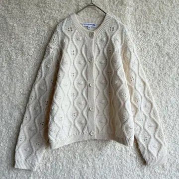 유니클로 이네스 가디건 M 시스루 편직 아이보리