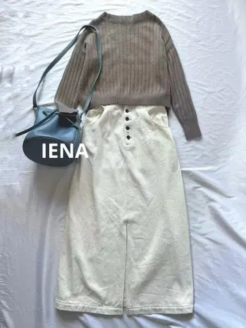 이에나 IENA 프론트 버튼 데님 스커트 일본제 롱 스커트 L