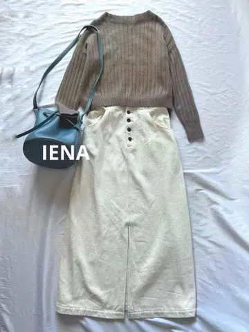 이에나 IENA 프론트 버튼 데님 스커트 일본제 롱 스커트 L