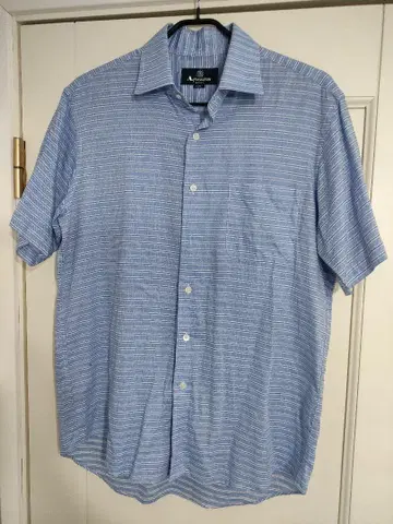 새상품급 Aquascutum 아쿠아 스큐텀 런던 스트라이프 반팔 셔츠 L
