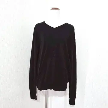 무인양품 MUJI 실크 혼방 V넥 니트 블랙 XL