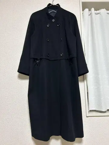 캐시미어 100% 더블 브레스트 롱 코트 블랙