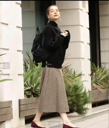 뷰티&유스 유나이티드 애로우즈 롱 체크 스커트 M