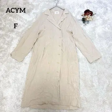 [아심] ACYM 롱 코트 린넨 혼방 더블 브레스트 베이지 F