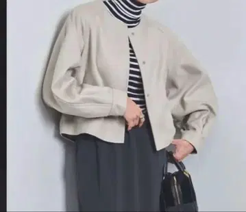 유나이티드 애로우즈 더블 페이스 노카라 블루종 38