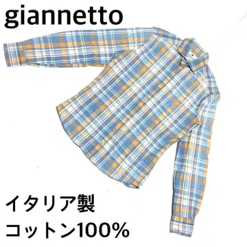 giannetto 체크 무늬 긴팔 셔츠 이탈리아제 코튼 100%