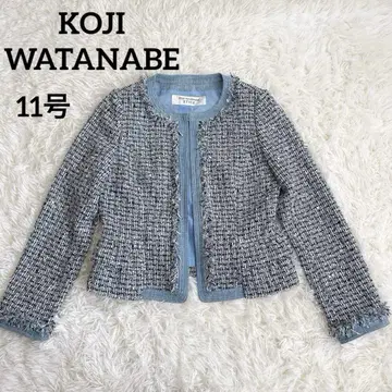 koji watanabe 노카라 자켓 트위드 데님 파랑 11호