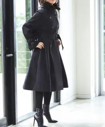 보아 칼라 충전솜 트렌치 롱 코트 XL 사이즈 루일 에 부티크