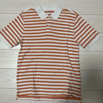 L.L.Bean 오렌지와 화이트 스트라이프 피케 셔츠 L