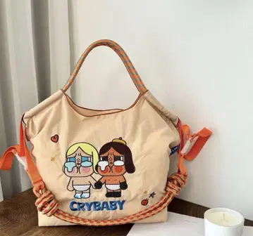 즉시 구매 CRYBABY 에코백 베이지 숄더 포함