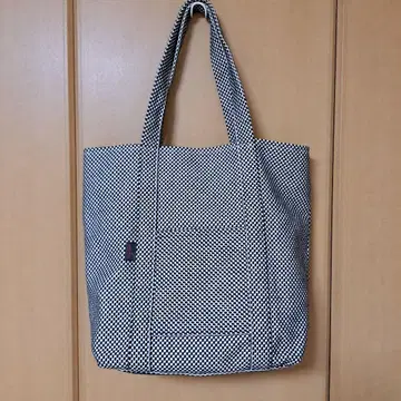 sasicco 화이트 블랙 체크 토트백