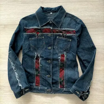 ungaro fever 데님 자켓 체크 무늬 패치워크