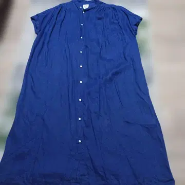 네이비 린넨 프렌치 슬리브 롱 원피스 L 니코앤드