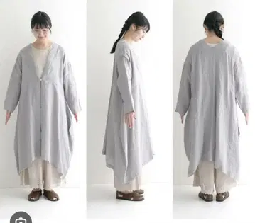 새상품 08Mab 린넨 샴브레이 가운 가디건 그레이