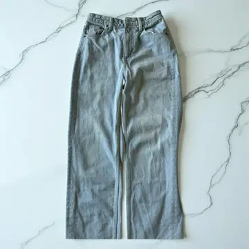 H&M 라이트 블루 스트레이트 데님 데미지 90s