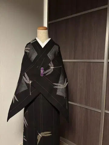 앤티크 잠자리 패턴 여름 기모노