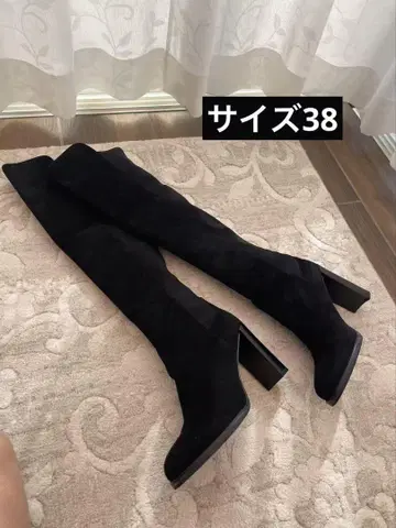 스튜어트 와이츠먼 블랙 스웨이드 니하이 부츠 하이힐 38