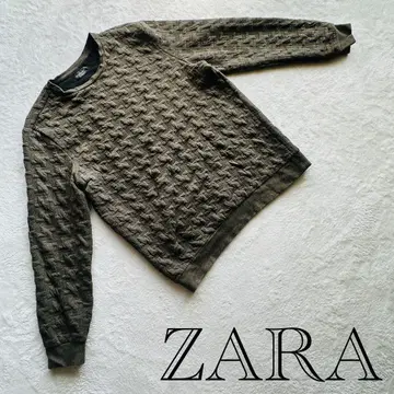 ZARA MAN [ XL ] 긴팔 맨투맨 카키 입체 패턴 텍스처 니트