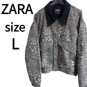 [ 새상품급 ] ZARA 레오파드 애니멀 자켓 블루종 짧은 기장 L