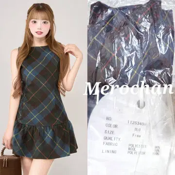 다리치 타탄 체크 슬리브리스 미니 원피스