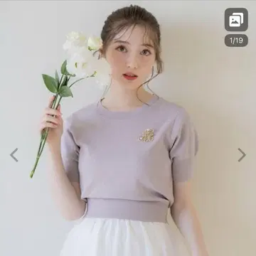 Swingle 스윙글 브로치 포함 글리터 니트 풀오버