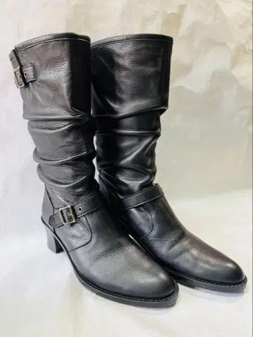 ing 롱 부츠 23cm 가죽제품 블랙 벨트 라운드토