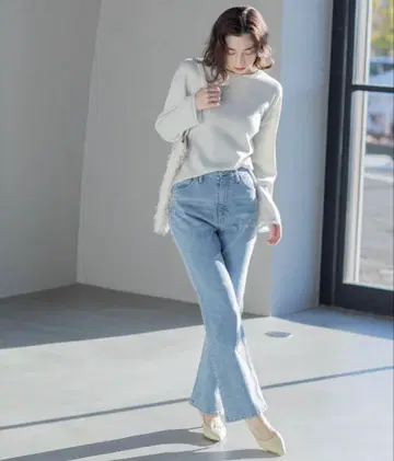 오파크 클립! 스트레치 세미 플레어 팬츠