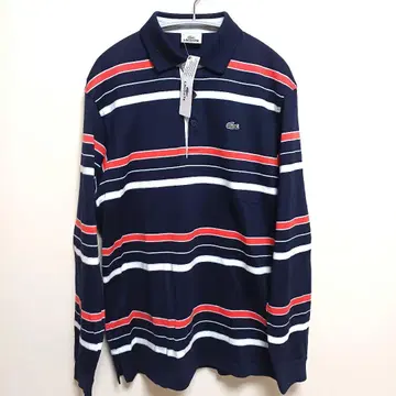 LACOSTE 라코스테 피케 셔츠 긴팔 네이비 보더 M 사이즈