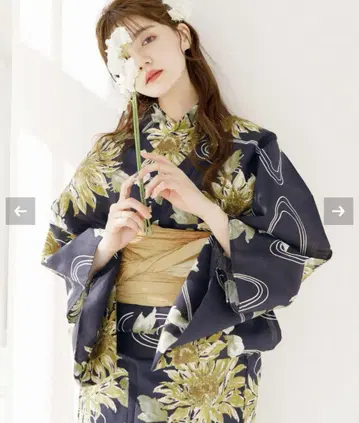 Dita 여름색 해바라기 조사(남색) 유카타