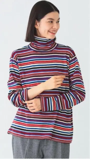 미사용 새상품, 빔즈 보이, 컬러풀 멀티 컬러 보더 티셔츠 터틀