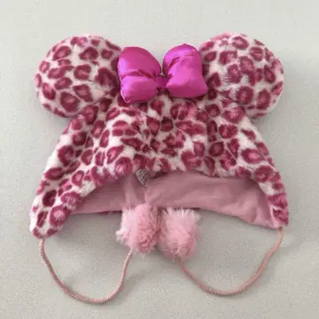 새상품급 미니 레오파드 무늬 표범 무늬 핑크 팬캡 모자 디즈니랜드