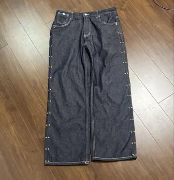 데님 와이드 청바지 스터드 배기 네이비 리지드 구제 의류 가격 인하 가능
