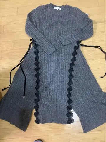 슈퍼 뷰티 40 긴팔 원피스 니트 그레이 42 44