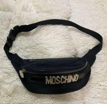 MOSCHINO 모스키노 로고 플레이트 힙색 바디백 파우치