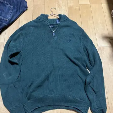 CHAPS 다크 그린 지퍼 스웨터 L/G