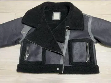 JUEMI 무스탕 자켓 보아 라이더 블랙