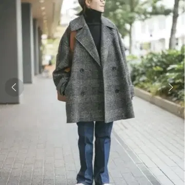 Spick & Span W 슬라이버 체크 하프 코트
