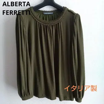 ALBERTA FERRETTI 울 혼방 올리브 그린 블라우스 카키