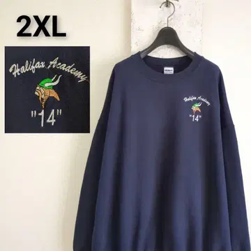 구제 의류 GILDAN 맨투맨 네이비 칼리지 로고 자수 빅 사이즈 2XL