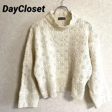 DayCloset 아이보리 레이스 니트 스웨터 한국 패션 프리 사이즈