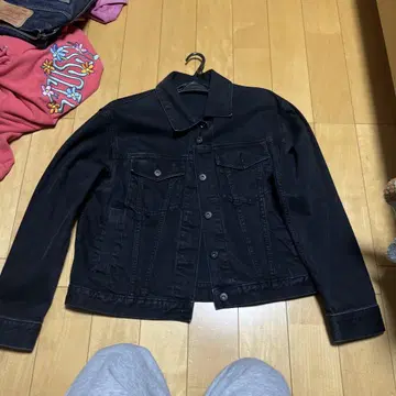블랙 데님 자켓 짧은 기장