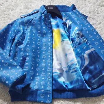 구하기 어려움 MCM 라이더 자켓 올 패턴 메탈 플레이트 블루 PVC