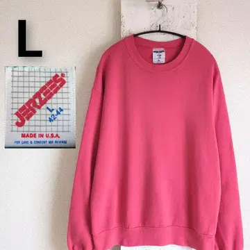 90s USA제 JERZEES 무지 맨투맨 핑크 플레인 L