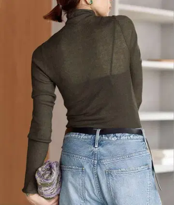 IENA 시어 리브 보틀넥 풀오버 브라운