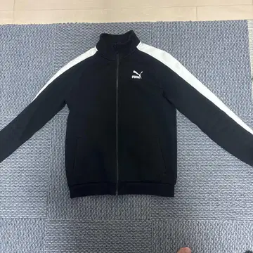 PUMA 블랙 화이트 저지 트랙 자켓